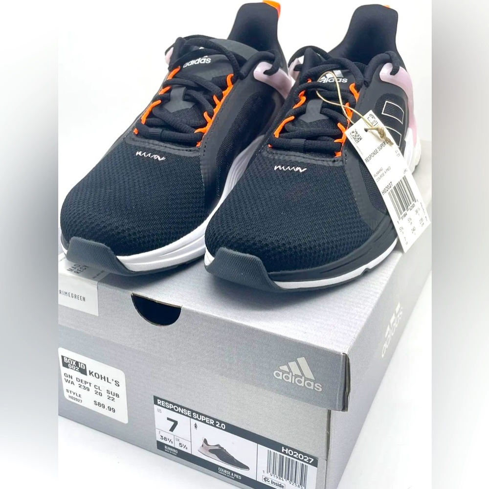 Adidas Response Super 2.0 Running Shoes Womens Size 7 Black/Pink NEW MSRP $90